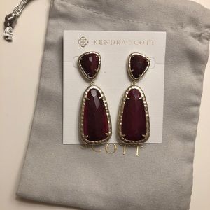 Kendra Scott maroon and gold earrings